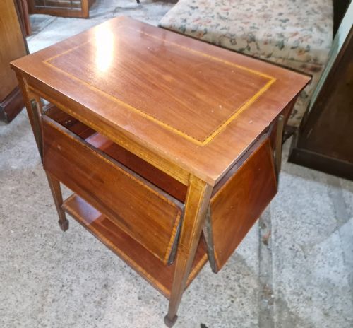 EDWARDIAN INLAID MAHOGANY 4 FLAP TEA TABLE - ADDITIONAL PHOTO 3