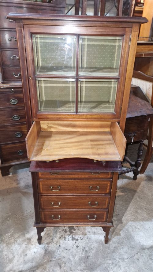 EDWARDIAN INLAID MAHOGANY MUSIC CABINET - ADDITIONAL PHOTO 1
