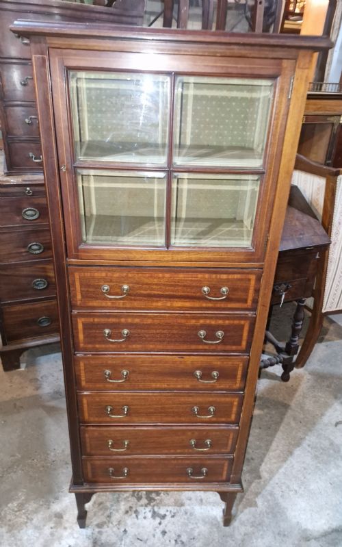 EDWARDIAN INLAID MAHOGANY MUSIC CABINET - ADDITIONAL PHOTO 3