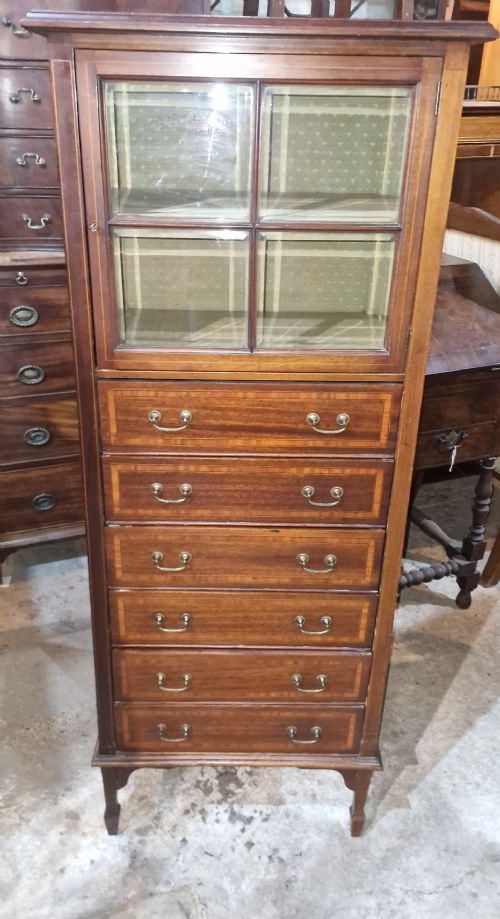 EDWARDIAN INLAID MAHOGANY MUSIC CABINET - ADDITIONAL PHOTO 8