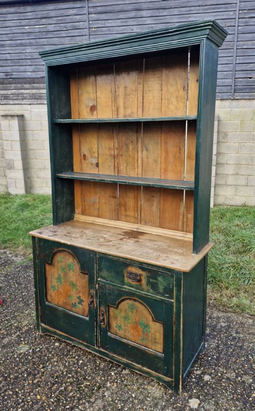late 19th century painted 2 part cottage dresser - CATEGORY: ANTIQUE DRESSERS - DATED 1890