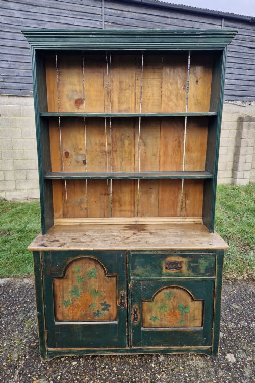 LATE 19TH CENTURY PAINTED 2 PART COTTAGE DRESSER - ADDITIONAL PHOTO 2