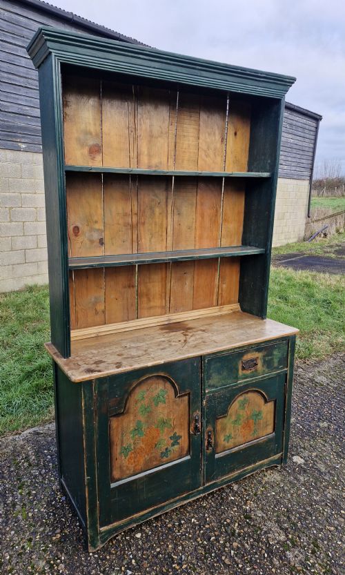 LATE 19TH CENTURY PAINTED 2 PART COTTAGE DRESSER - ADDITIONAL PHOTO 5