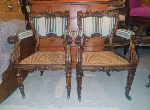pair of regency gillows rosewood armchairs - CATEGORY: ANTIQUE CHAIRS - DATED REGENCY