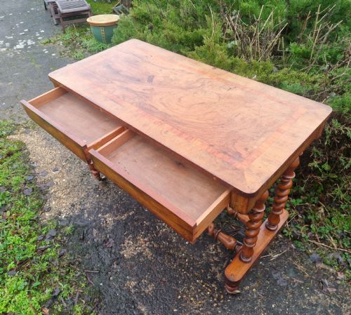 VICTORIAN WALNUT 2 DRAWER SIDE TABLE - ADDITIONAL PHOTO 1