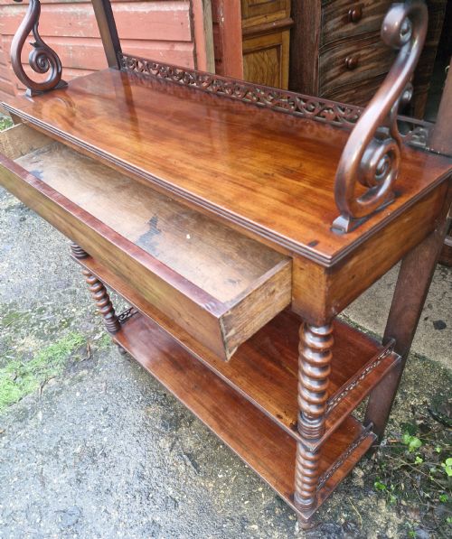 MID 19TH CENTURY MAHOGANY ETAGERE WITH SINGLE DRAWER - ADDITIONAL PHOTO 1