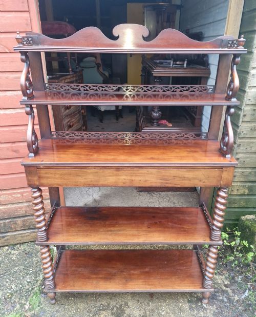 MID 19TH CENTURY MAHOGANY ETAGERE WITH SINGLE DRAWER - ADDITIONAL PHOTO 3