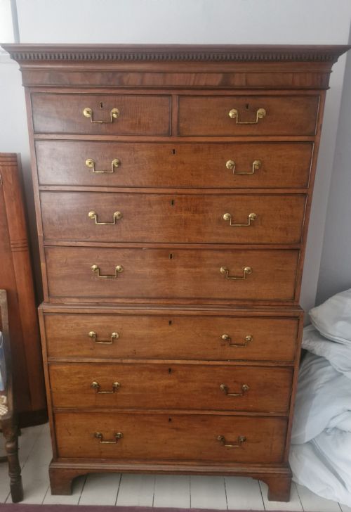 REGENCY MAHOGANY TALLBOY CHEST ON CHEST - ADDITIONAL PHOTO 3