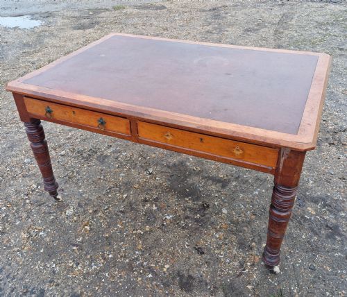 LATE VICTORIAN 4 DRAWER WALNUT PARTNERS WRITING TABLE - ADDITIONAL PHOTO 3