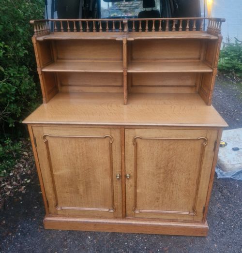 GOOD AND VERY USEFUL VICTORIAN GOLDEN OAK 2 DOOR CABINET - ADDITIONAL PHOTO 14