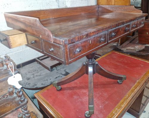 UNUSUAL 19TH CENTURY MAHOGANY PEDESTAL WRITING TABLE OR SIDE TABLE - ADDITIONAL PHOTO 1