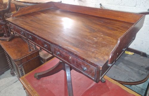 UNUSUAL 19TH CENTURY MAHOGANY PEDESTAL WRITING TABLE OR SIDE TABLE - ADDITIONAL PHOTO 5