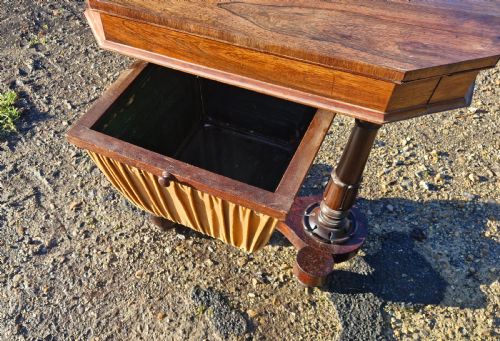 EARLY VICTORIAN ROSEWOOD 2 DRAWER SIDE WORK TABLE - ADDITIONAL PHOTO 2