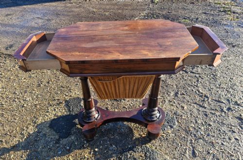 EARLY VICTORIAN ROSEWOOD 2 DRAWER SIDE WORK TABLE - ADDITIONAL PHOTO 3