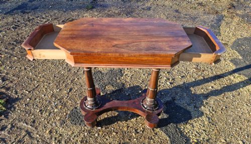 EARLY VICTORIAN ROSEWOOD 2 DRAWER SIDE WORK TABLE - ADDITIONAL PHOTO 5