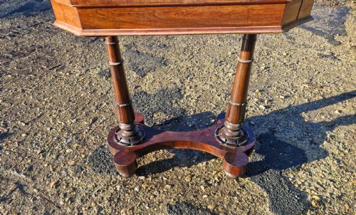 EARLY VICTORIAN ROSEWOOD 2 DRAWER SIDE WORK TABLE - ADDITIONAL PHOTO 7