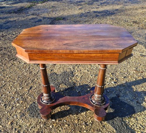 EARLY VICTORIAN ROSEWOOD 2 DRAWER SIDE WORK TABLE - ADDITIONAL PHOTO 8