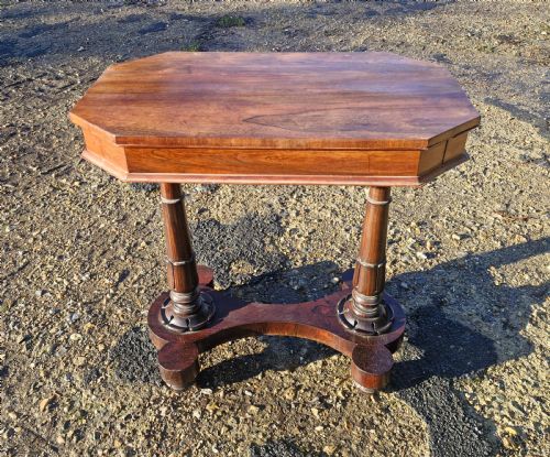 EARLY VICTORIAN ROSEWOOD 2 DRAWER SIDE WORK TABLE - ADDITIONAL PHOTO 9