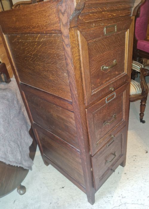EARLY 20TH CENTURY OAK 3 DRAWER FILING OFFICE CABINET - ADDITIONAL PHOTO 5