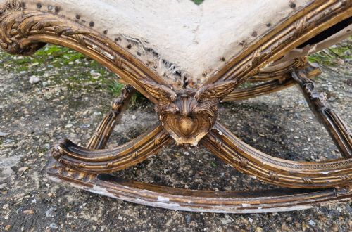 LARGE LATE 19TH CENTURY ROCKING GILT GOUT STOOL - ADDITIONAL PHOTO 1