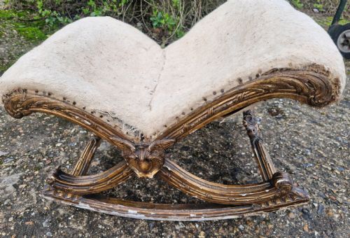 LARGE LATE 19TH CENTURY ROCKING GILT GOUT STOOL - ADDITIONAL PHOTO 2