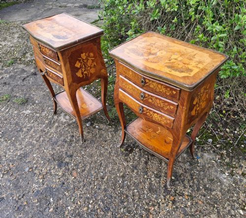 PAIR OF MARQUETRY INLAID ROSEWOOD BEDSIDE CABINETS - ADDITIONAL PHOTO 10