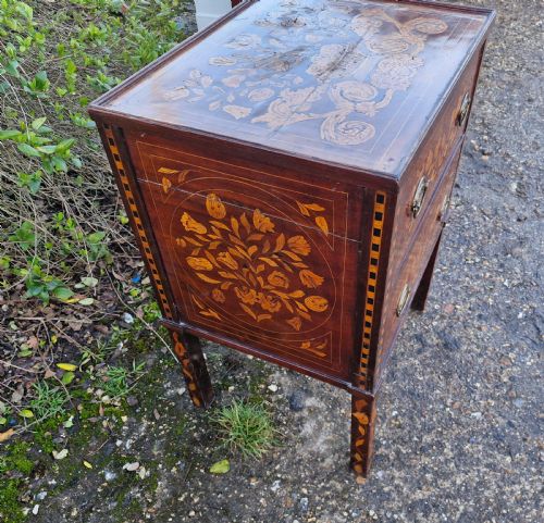EARLY 19TH DUTCH MARQUETRY 2 DRAWER BEDSIDE CHEST OF DRAWERS - ADDITIONAL PHOTO 6
