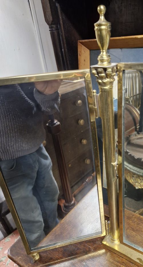 EARLY 20TH CENTURY FRENCH BRASS DRESSING MIRROR - ADDITIONAL PHOTO 3