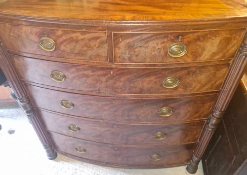 REGENCY MAHOGANY BOW FRONT CHEST OF DRAWERS - ADDITIONAL PHOTO 3
