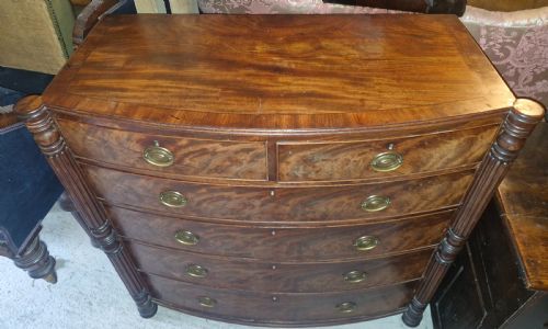 REGENCY MAHOGANY BOW FRONT CHEST OF DRAWERS - ADDITIONAL PHOTO 6