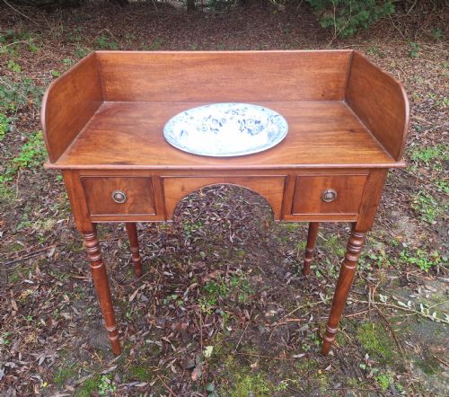 REGENCY MAHOGANY WASHSTAND WITH GOOD BLUE AND WHITE BOWL - ADDITIONAL PHOTO 4