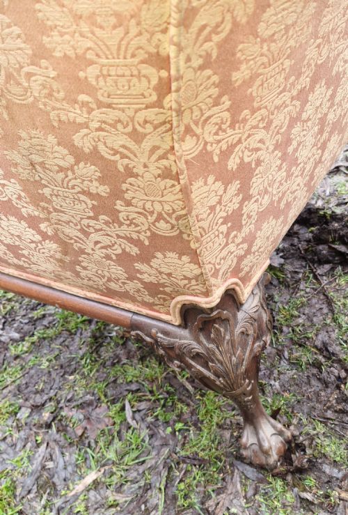 EDWARDIAN CARVED MAHOGANY FRAMED UPHOLSTERED ARMCHAIR - ADDITIONAL PHOTO 1