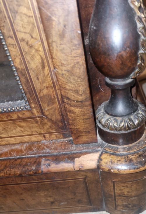VICTORIAN INLAID WALNUT 2 DOOR SIDE CABINET WITH STENCILLED LETTERING - ADDITIONAL PHOTO 15