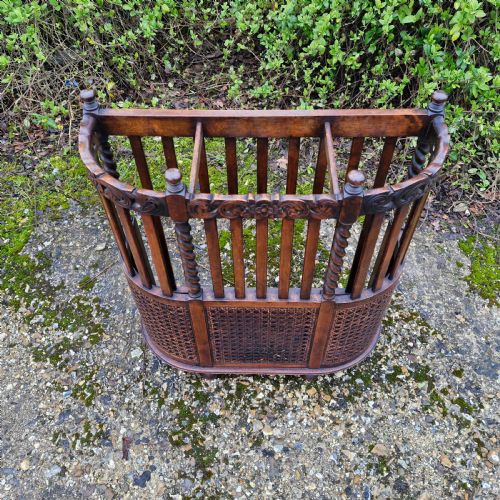 OAK AND CANED STICK AND UMBRELLA STAND - ADDITIONAL PHOTO 2