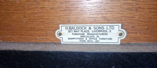 ART DECO OAK PEDESTAL OFFICE DESK MAKERS LABEL - ADDITIONAL PHOTO 2