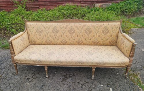 VERY LARGE FORMAL GILT COUNTRY HOUSE HALL SOFA - ADDITIONAL PHOTO 3