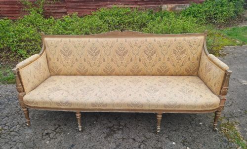 VERY LARGE FORMAL GILT COUNTRY HOUSE HALL SOFA - ADDITIONAL PHOTO 4