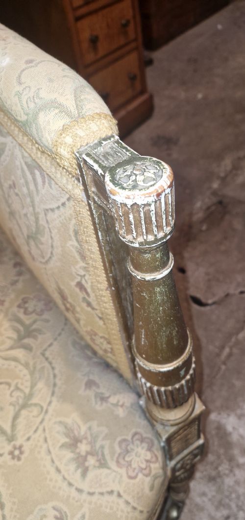 VERY LARGE FORMAL GILT COUNTRY HOUSE HALL SOFA - ADDITIONAL PHOTO 5