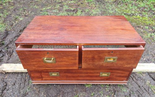 LOW CAMPAIGN CHEST OF DRAWERS MAKE A COFFEE TABLE - ADDITIONAL PHOTO 2
