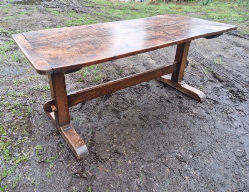 oak farmhouse refectory dining table campaign style - CATEGORY: ANTIQUE TABLES - DATED 1900