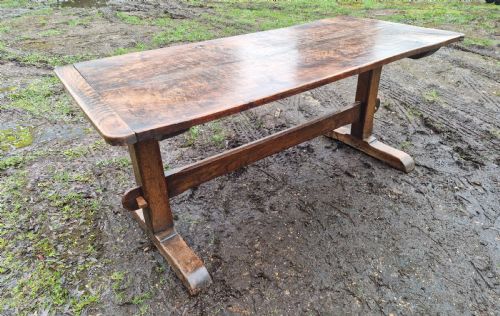 OAK FARMHOUSE REFECTORY DINING TABLE CAMPAIGN STYLE - ADDITIONAL PHOTO 1