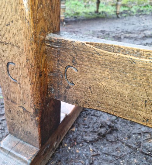 OAK FARMHOUSE REFECTORY DINING TABLE CAMPAIGN STYLE - ADDITIONAL PHOTO 5