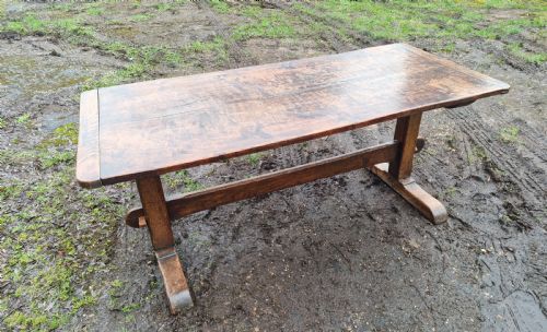 OAK FARMHOUSE REFECTORY DINING TABLE CAMPAIGN STYLE - ADDITIONAL PHOTO 6