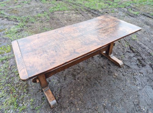 OAK FARMHOUSE REFECTORY DINING TABLE CAMPAIGN STYLE - ADDITIONAL PHOTO 7