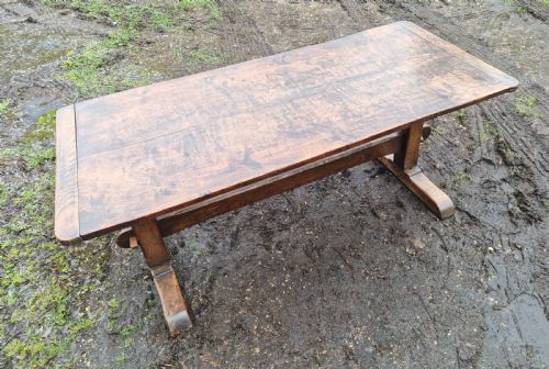 OAK FARMHOUSE REFECTORY DINING TABLE CAMPAIGN STYLE - ADDITIONAL PHOTO 8