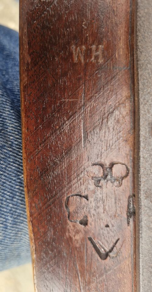 EARLY 20TH CENTURY MAHOGANY MILITARY DESK ARMCHAIR STAMPED - ADDITIONAL PHOTO 1