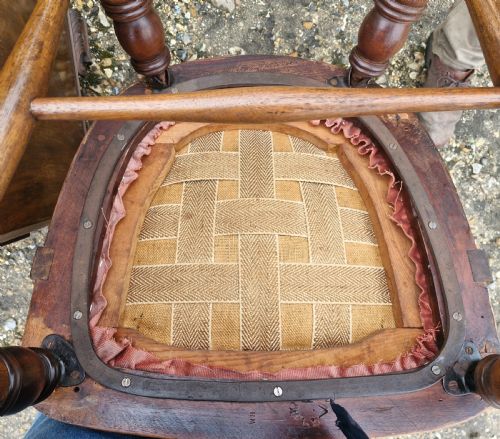 EARLY 20TH CENTURY MAHOGANY MILITARY DESK ARMCHAIR STAMPED - ADDITIONAL PHOTO 2