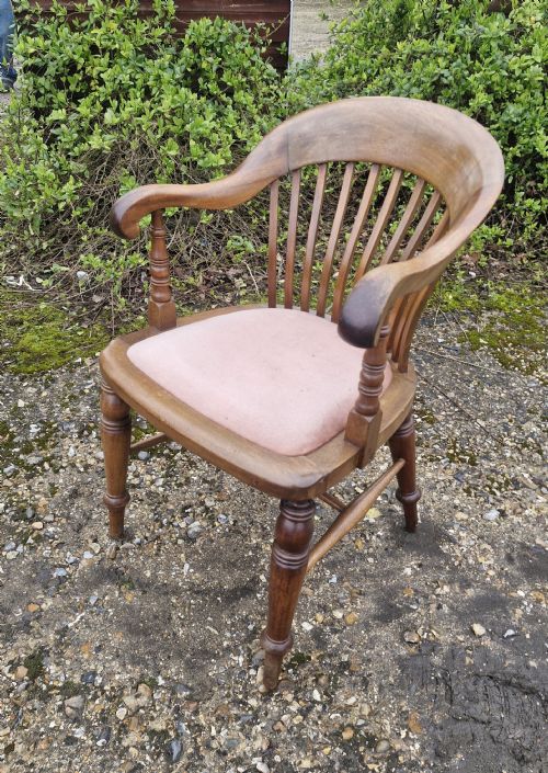 EARLY 20TH CENTURY MAHOGANY MILITARY DESK ARMCHAIR STAMPED - ADDITIONAL PHOTO 8