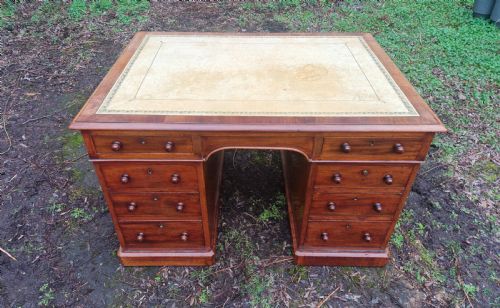 mid 19th century mahogany pedestal partners writing desk - CATEGORY: ANTIQUE DESKS - DATED 1850