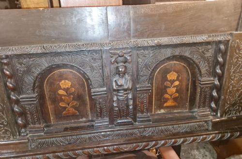 LARGE ANTIQUE PANELLED OAK TESTER BED - ADDITIONAL PHOTO 8